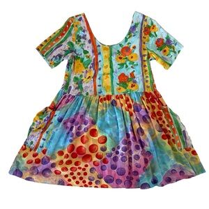 Vintage 90’s Jams World Multi Pattern Watercolor Floral Mini Babydoll Dress S